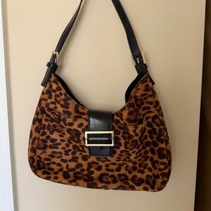 Leopard Print Shoulder Bag with Black Strap